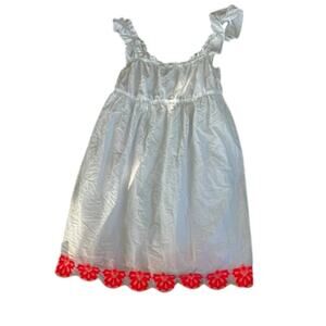 J.Crew white flowy bohemian fairy dress sz 10 w orange flowers at trim summer